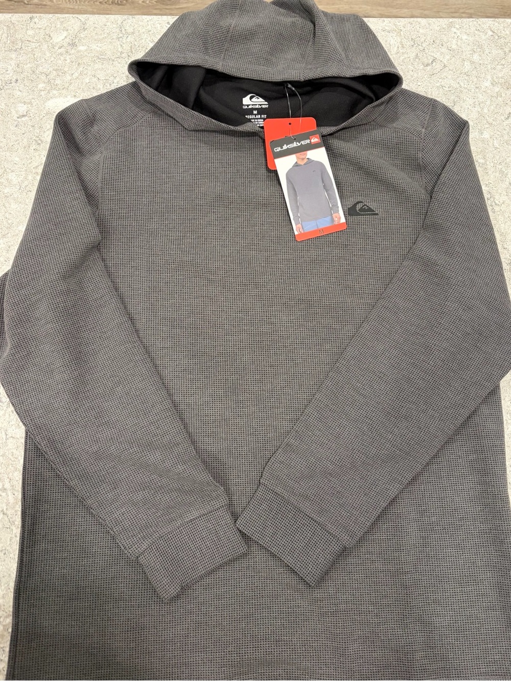 Quiksilver Dry Flight Men’s Gray Hooded Thermal Pullover-Medium NWT